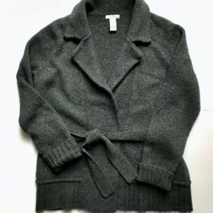 Tweeds Gray Wool-blend Belted Cardigan Large